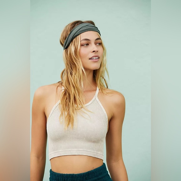 FP Movement by Free People Tops - Free People Movement X The Class Happiness Runs Crop Tank in Stone Eagle